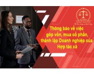 Thông báo về việc góp vốn, mua cổ phần, thành lập Doanh nghiệp của Hợp tác xã